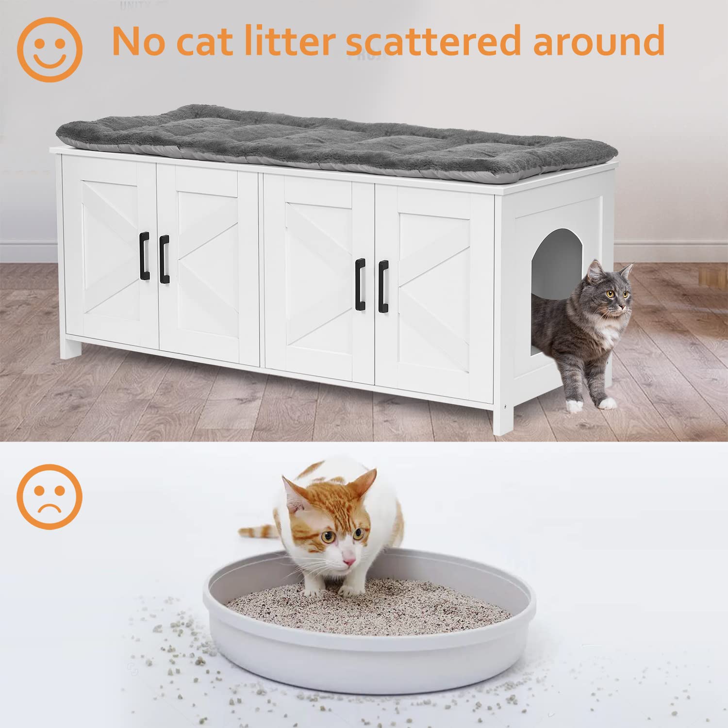 Homhedy doble cabina de arenero, espacio privado para cada gato.