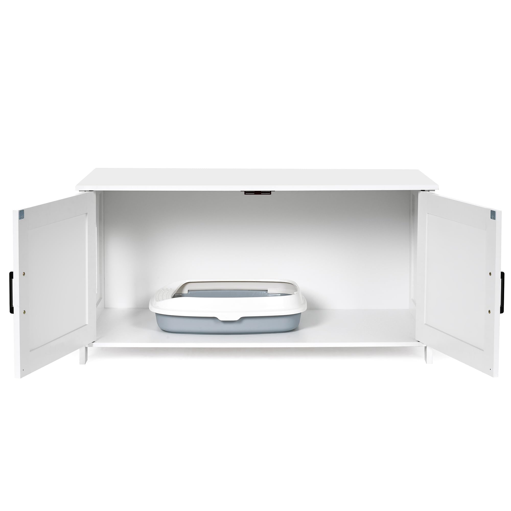 Homhedy espacio oculto para gatos dentro del mueble, privacidad y orden.