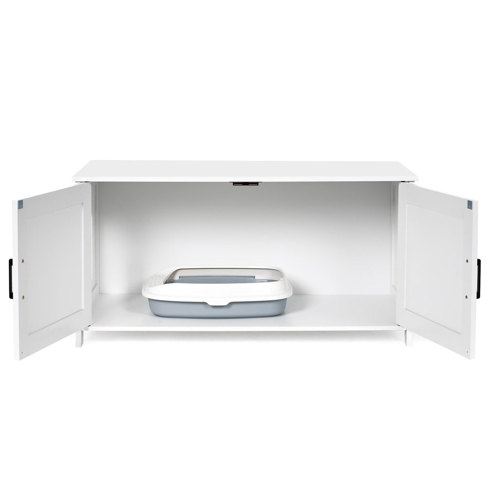 Homhedy espacio oculto para gatos dentro del mueble, privacidad y orden.