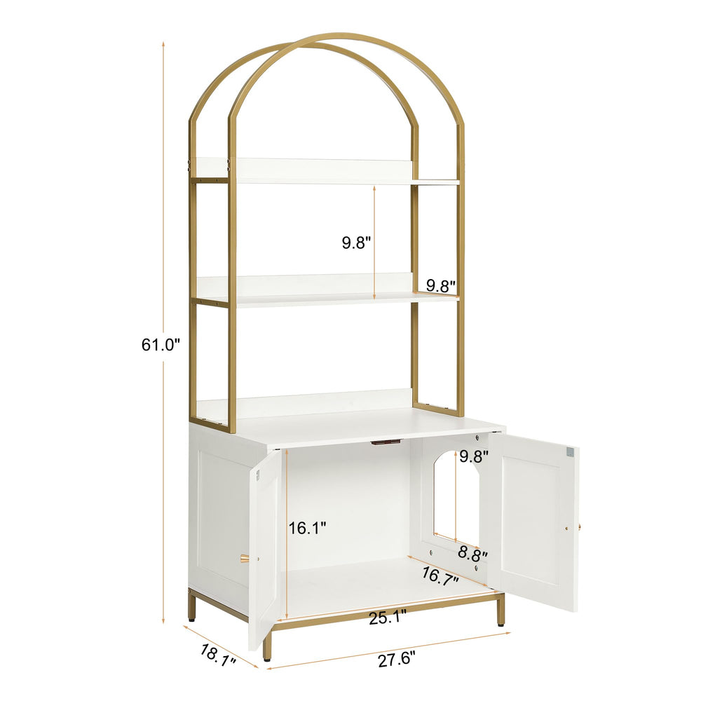 Homhedy estructura metálica blanca dorada, soporte resistente y diseño contemporáneo.
