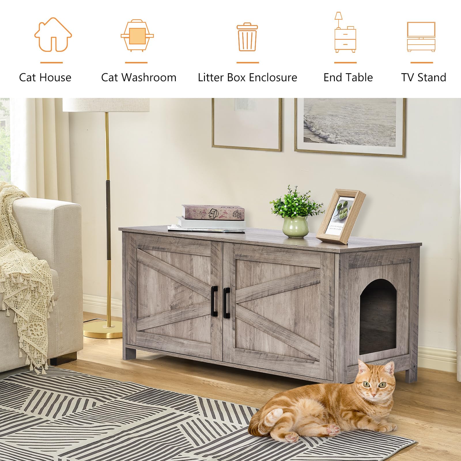 Homhedy mesa auxiliar de sala: doble función como mueble y escondite para el arenero