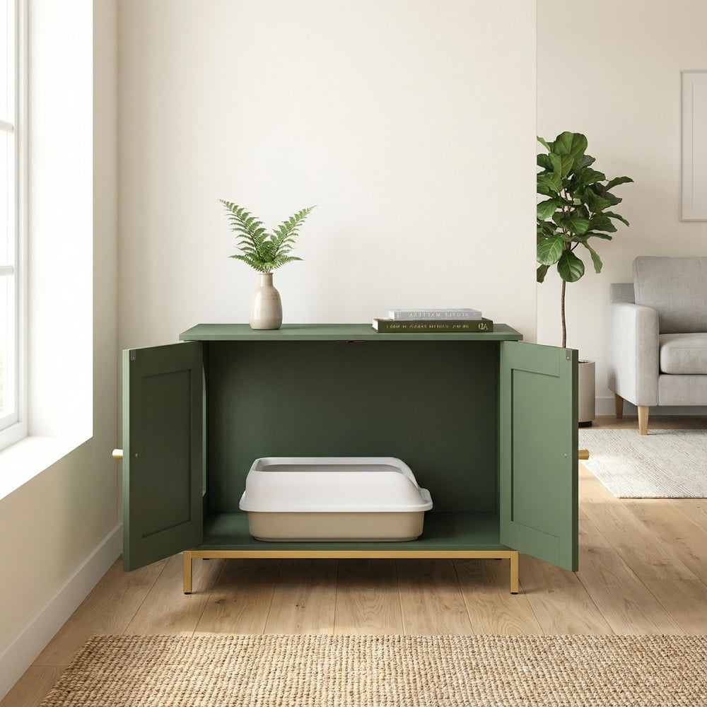 Homhedy superficie superior, funciona como mesa o soporte decorativo.