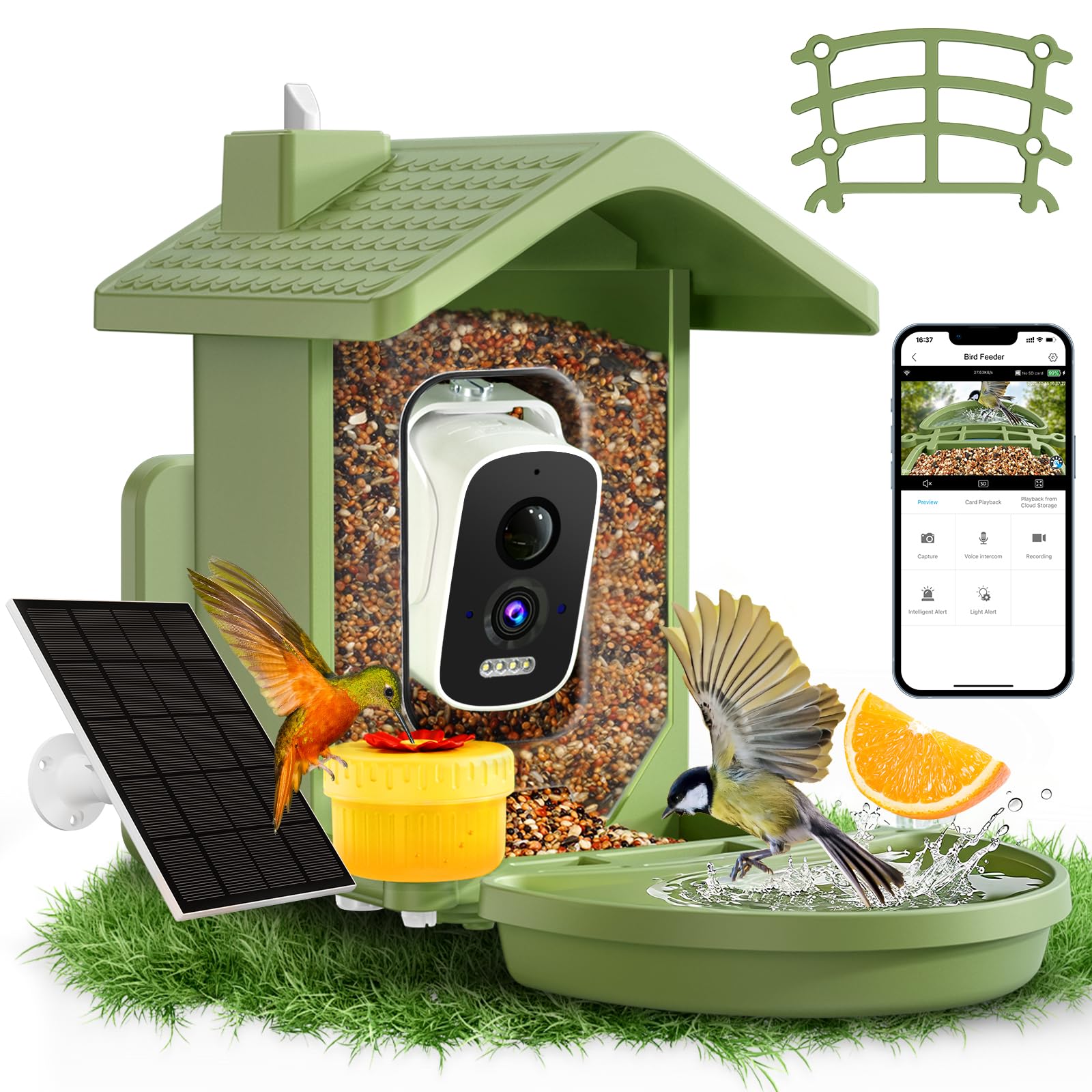 Homiefans alimentador de aves con cámara 2.5K para observar desde casa.