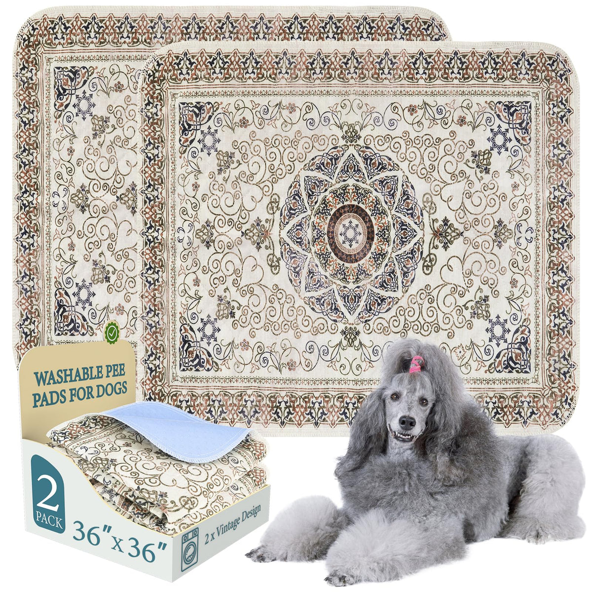 Homimp almohadilla lavable para perros con diseño floral, ideal para entrenamiento y protección del suelo.