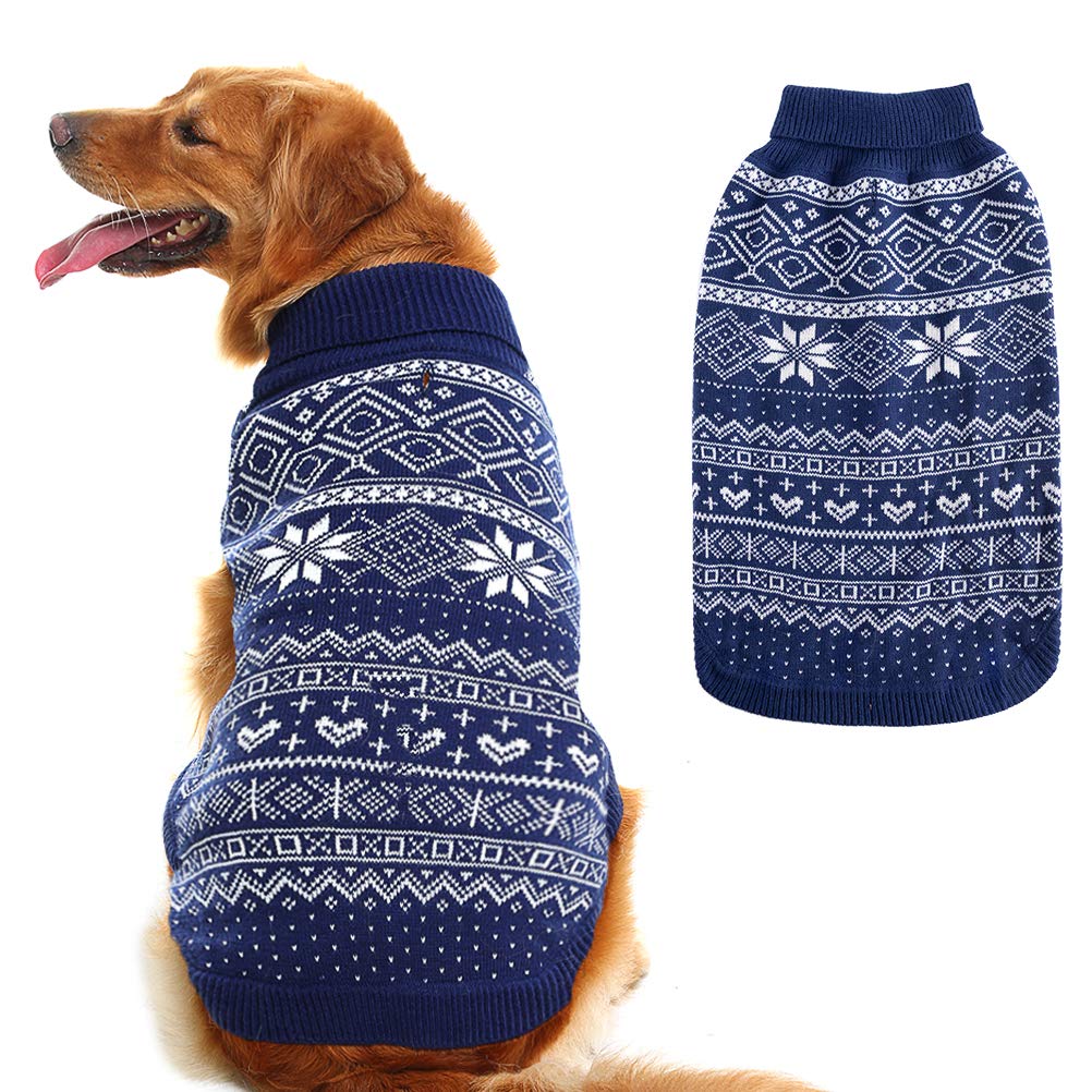 Homimp suéter para perros Argyle azul, vista frontal, ideal para paseos fríos.
