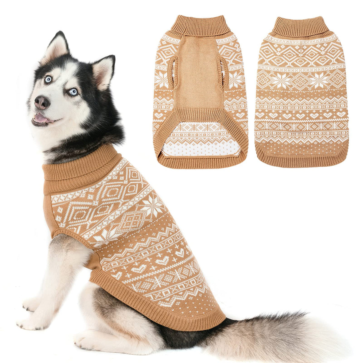 Homimp suéter para perro Argyle Beige ML, tejido cálido ideal para paseos fríos.