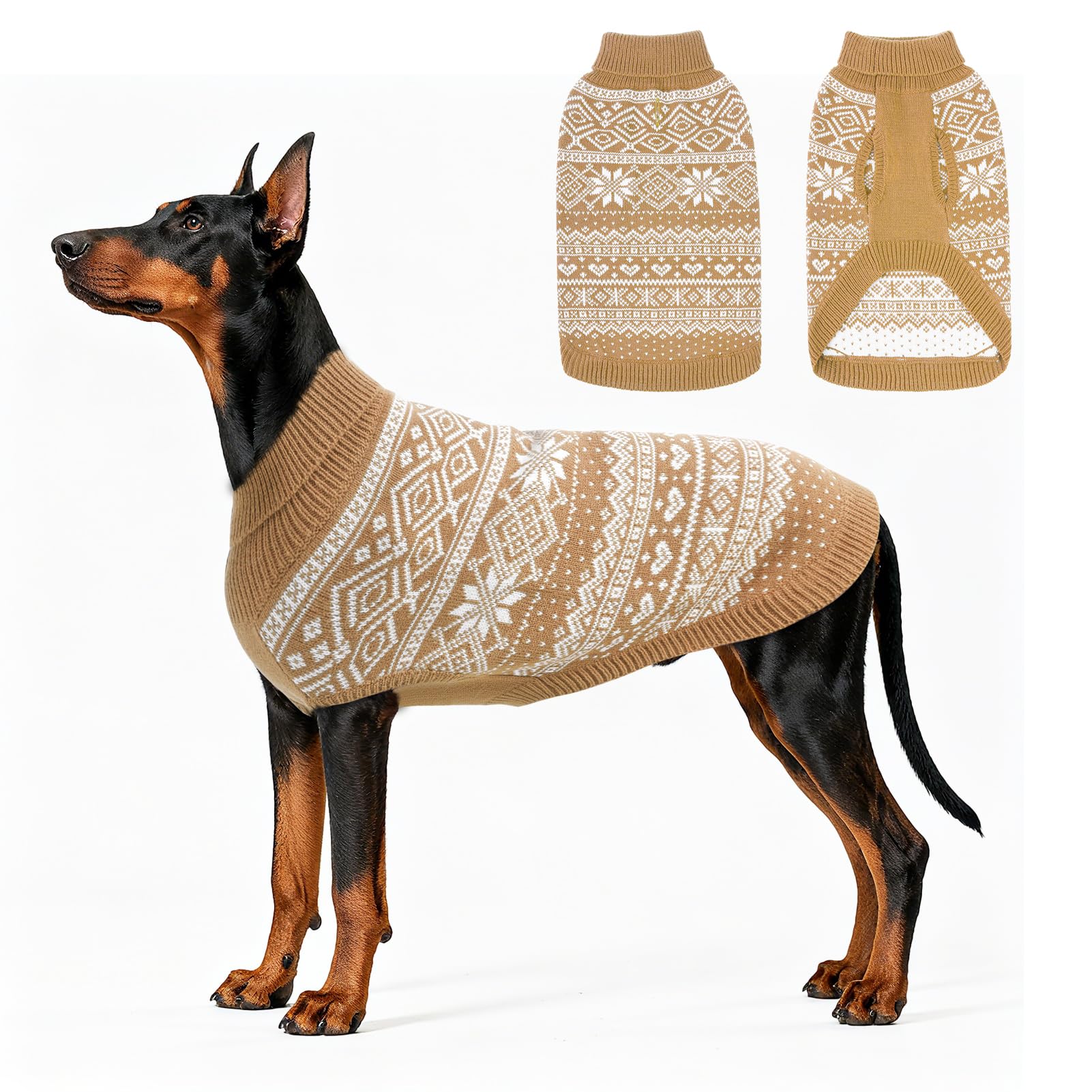 Homimp suéter argyle para perro, vista frontal, abrigo cálido para paseos invernales