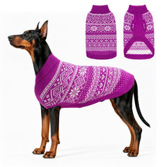 Homimp suéter para perro color púrpura con patrón argyle 2XL, abrigo cálido para paseos de invierno.