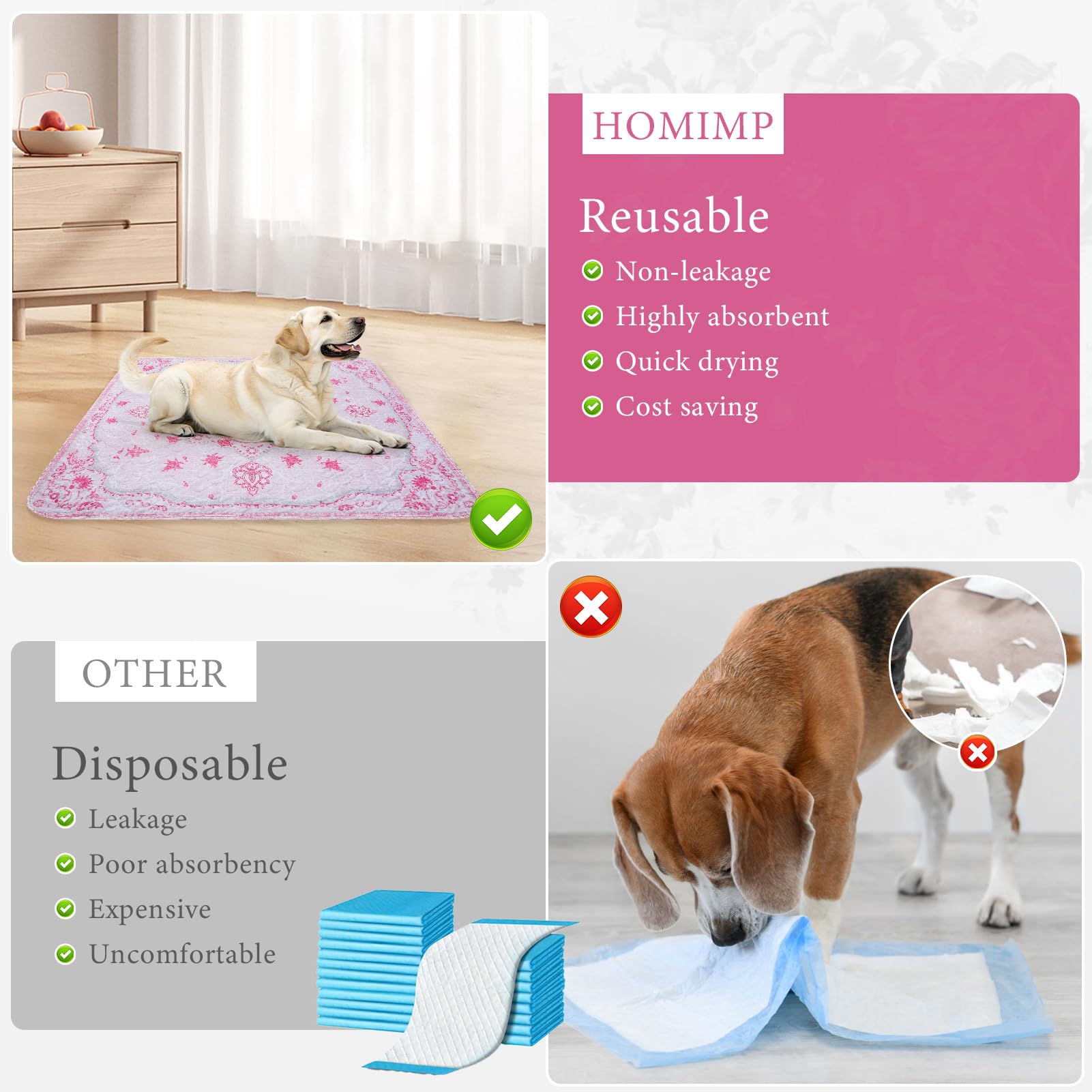 Fácil limpieza con tapete lavable Homimp para uso frecuente