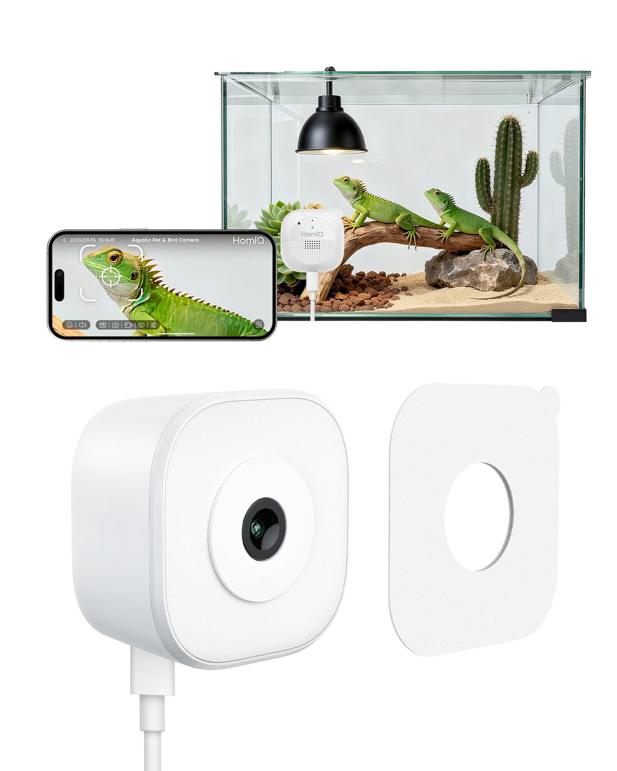 Cámara HomiQ Aquarium 3MP detalle primer plano para ver mascotas con claridad