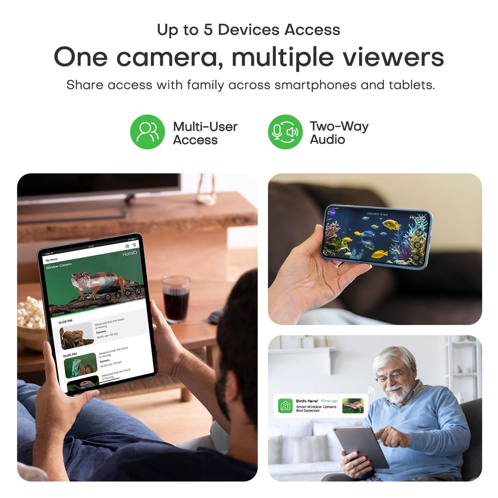 Cámara HomiQ 3MP transmisión HD desde móvil para vigilar acuarios en cualquier lugar