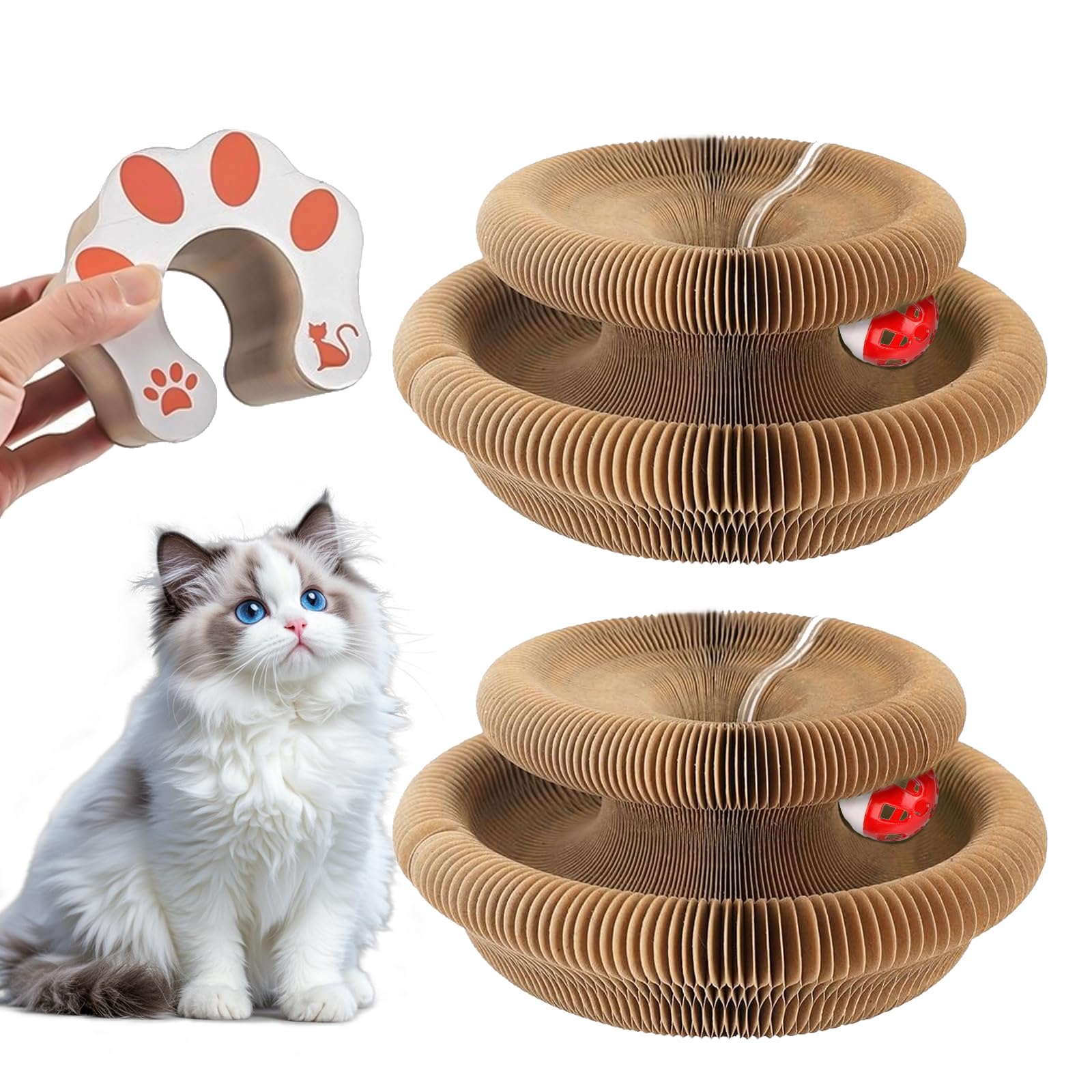 Homlume Kitty Kurls, tablero rasca-doblable para juego en interiores.