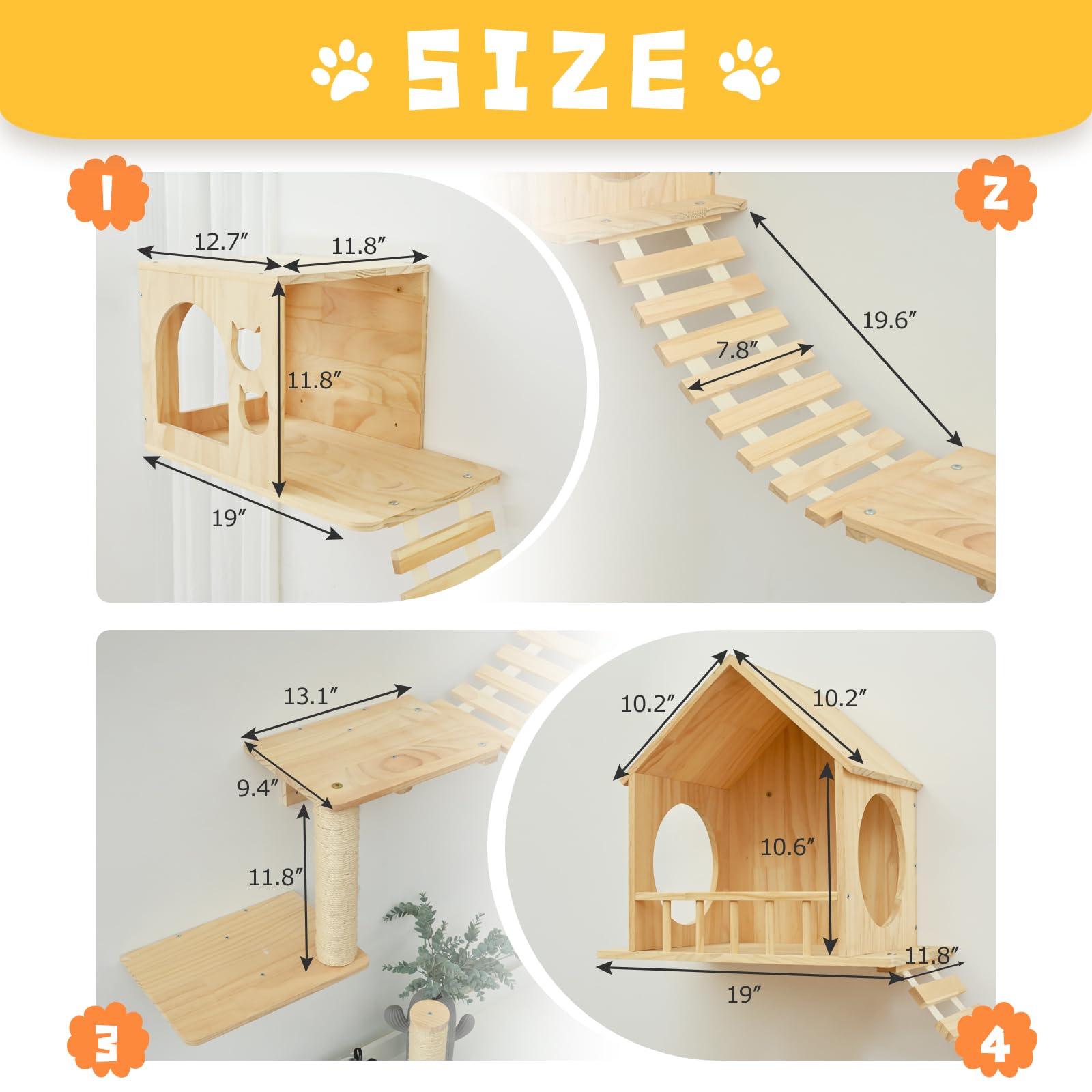 Homman diseño resistente en pino: durabilidad fiable para gatos activos.
