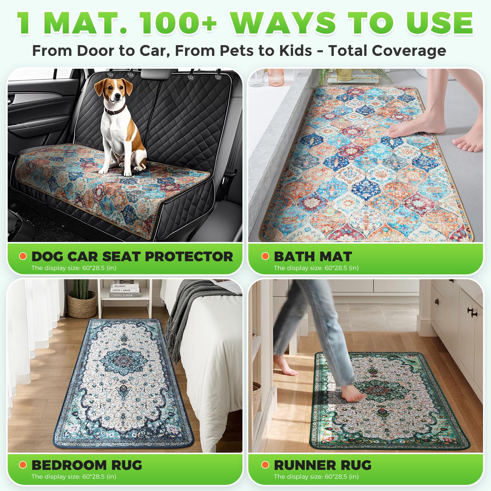 Hompet alfombra lavable y reutilizable, fácil de limpiar.