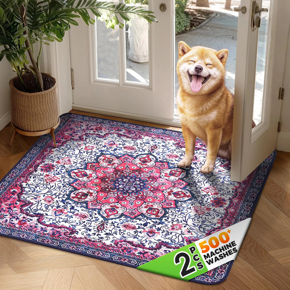 Hompet tapete absorbente vista frontal, mantiene patitas mojadas fuera del piso.