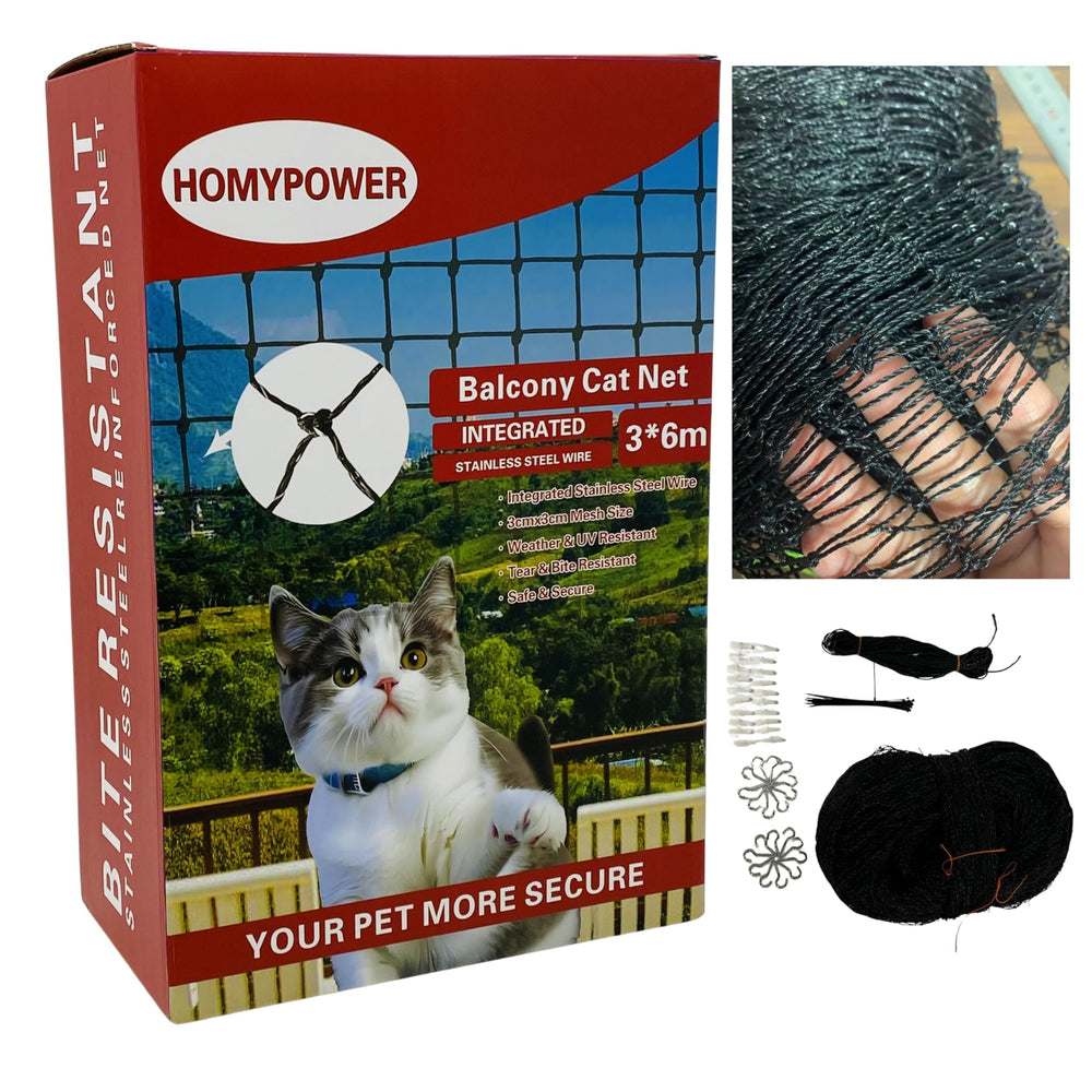 HOMYPOWER red de balcón para gatos, malla reforzada que ofrece seguridad exterior
