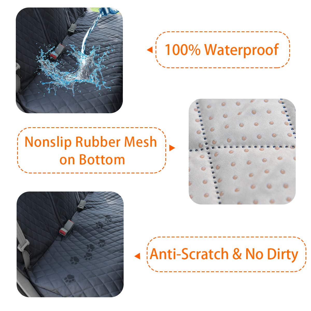 Honest Outfitters cobertura impermeable para asiento trasero de perro útil para viajes.
