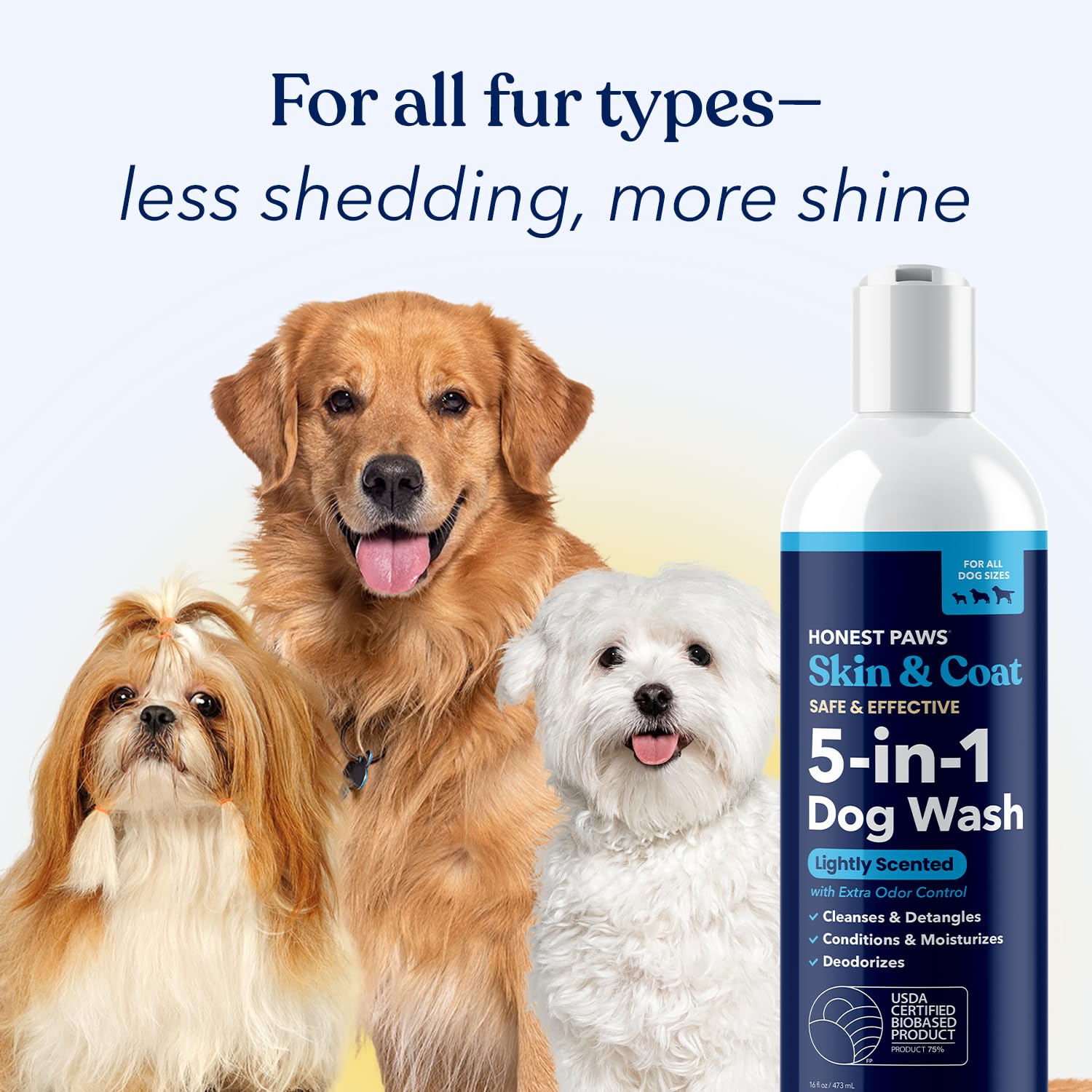 Resultado suave y brillante con aloe y avena de Honest Paws.