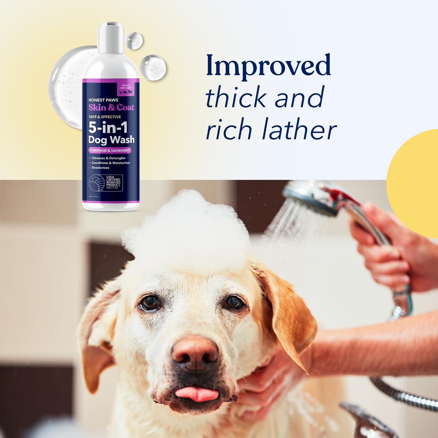 Honest Paws champú para perro sin colorantes, baño seguro.