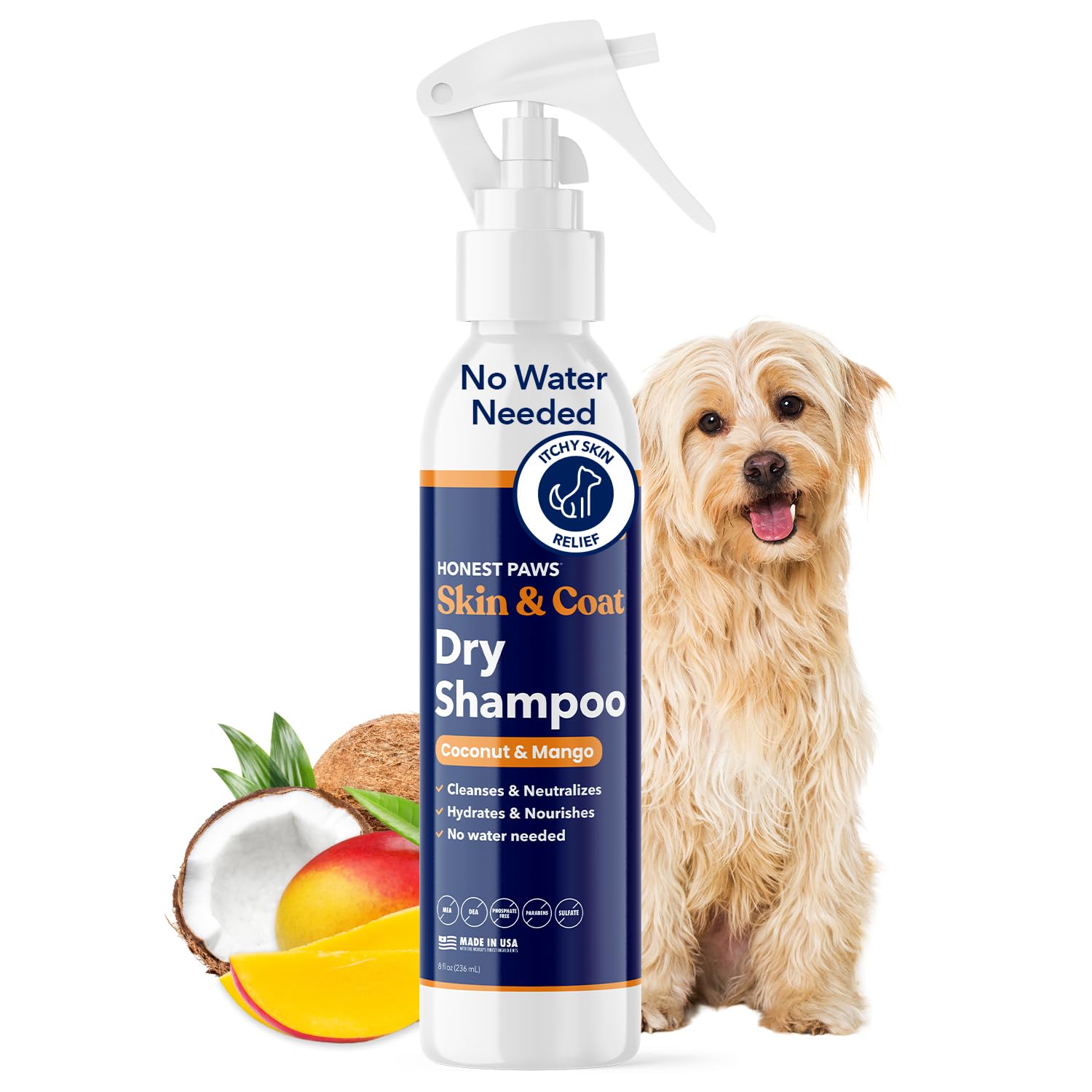 Honest Paws champú seco para perro: aplicación rápida sin agua