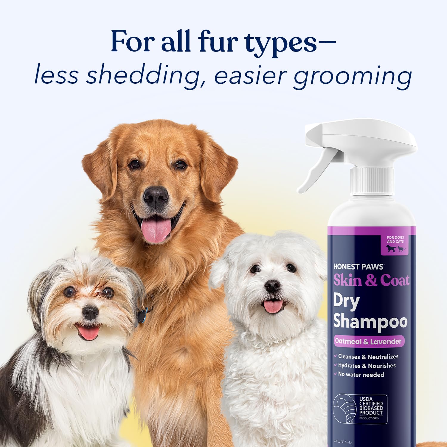 Honest Paws Champú Seco para Perros fácil de aplicar.