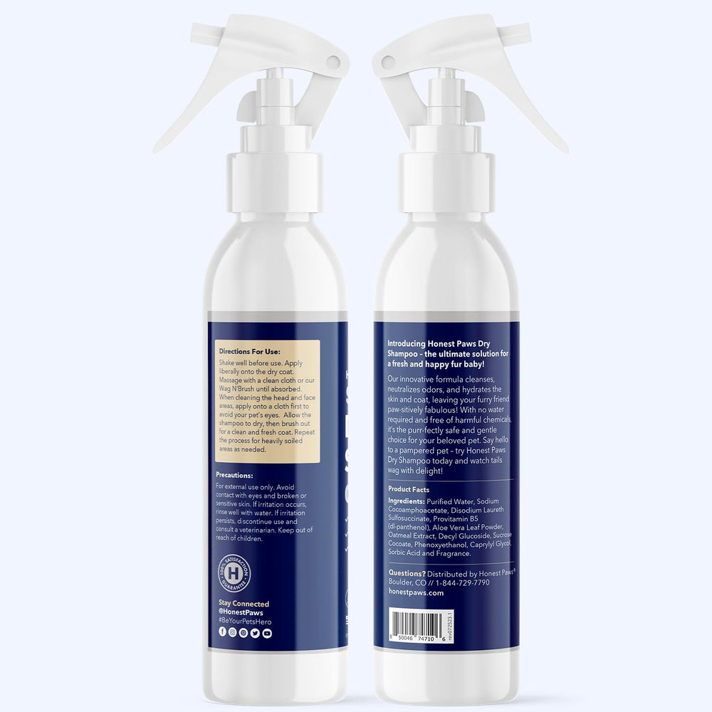 honest paws champú seco para perros: producto fabricado en eeuu con ingredientes seleccionados
