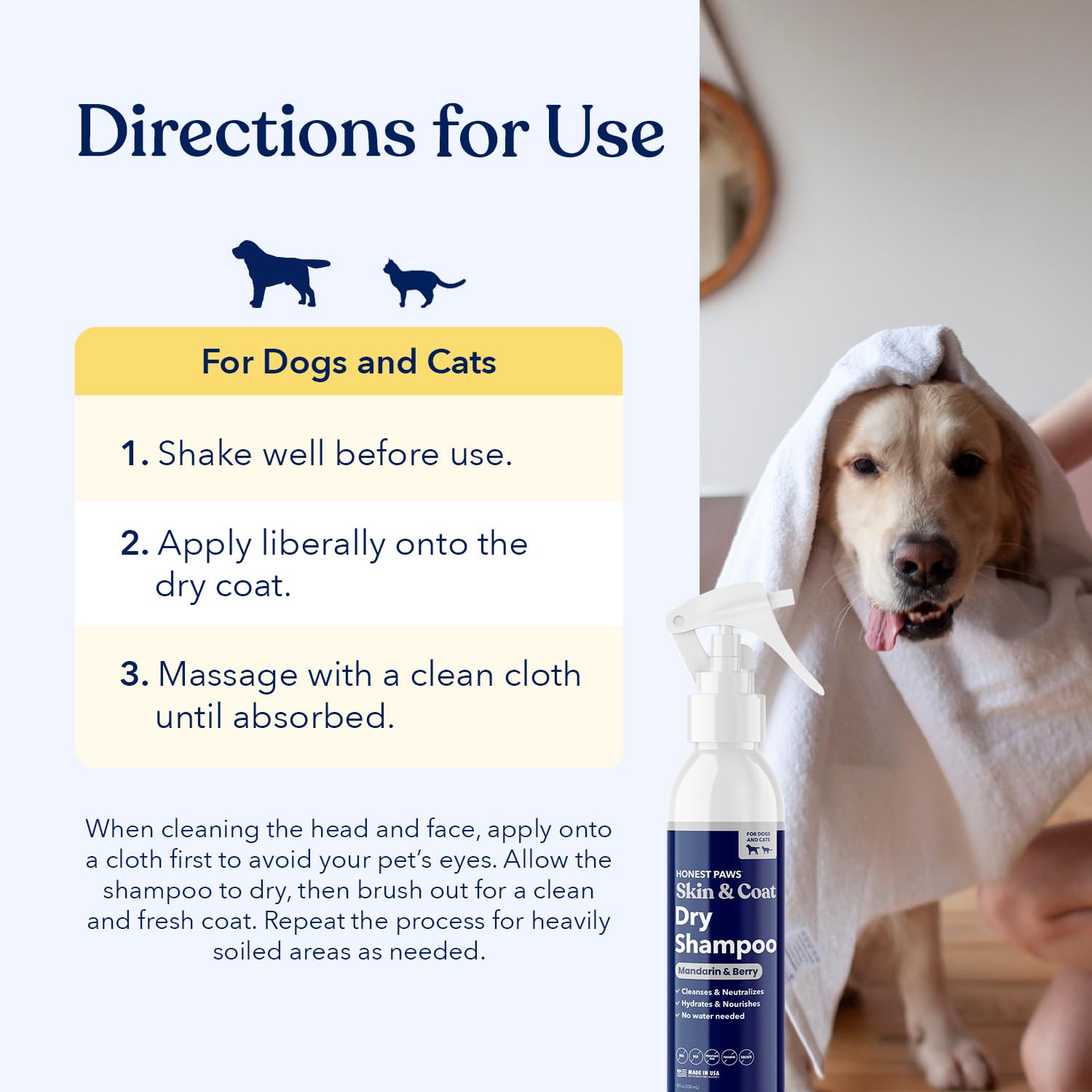 honest paws champú seco para perros: sin parabenos ni ftalatos