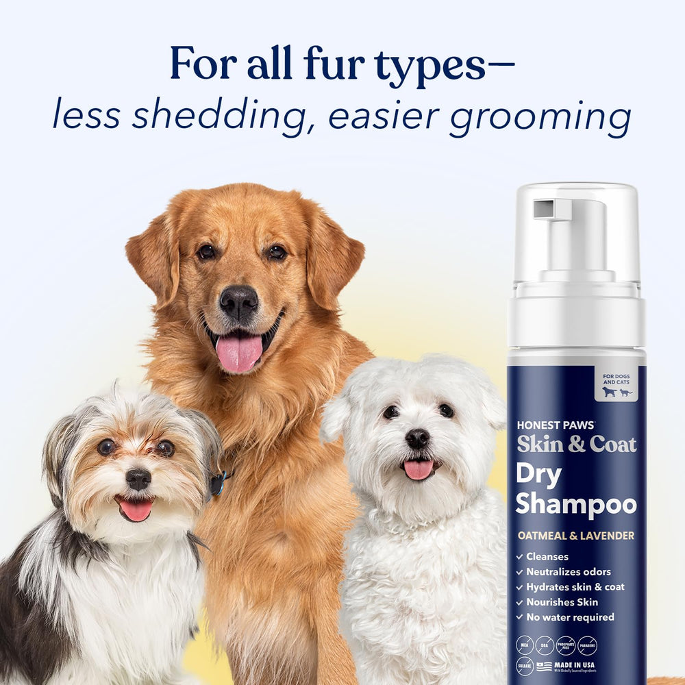 Honest Paws Champú en seco aroma lavanda sutil para uso cómodo.