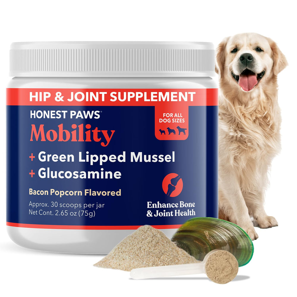 Honest Paws glucosamina para perros, articulaciones saludables y movilidad diaria.