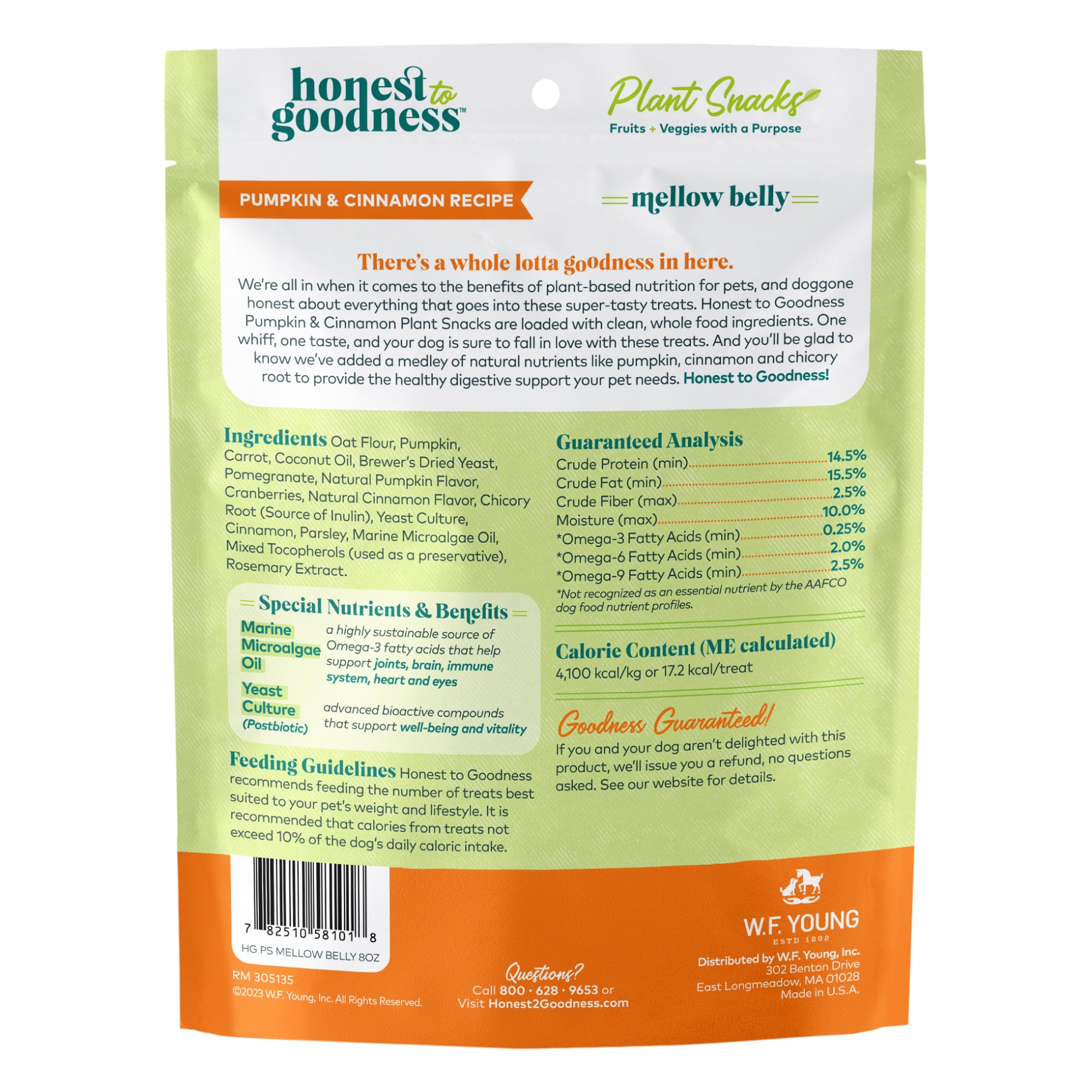 Honest to Goodness Mellow Belly envase reutilizable, almacenamiento cómodo y práctico.