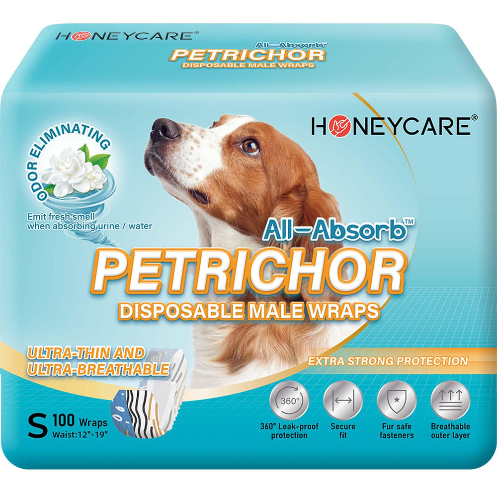HONEY CARE All-Absorb Petrichor Wrap frente, comodidad para paseos y control de fugas