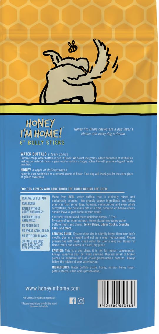Honey I'm Home bullys buffalo recubiertos de miel para sabor natural.