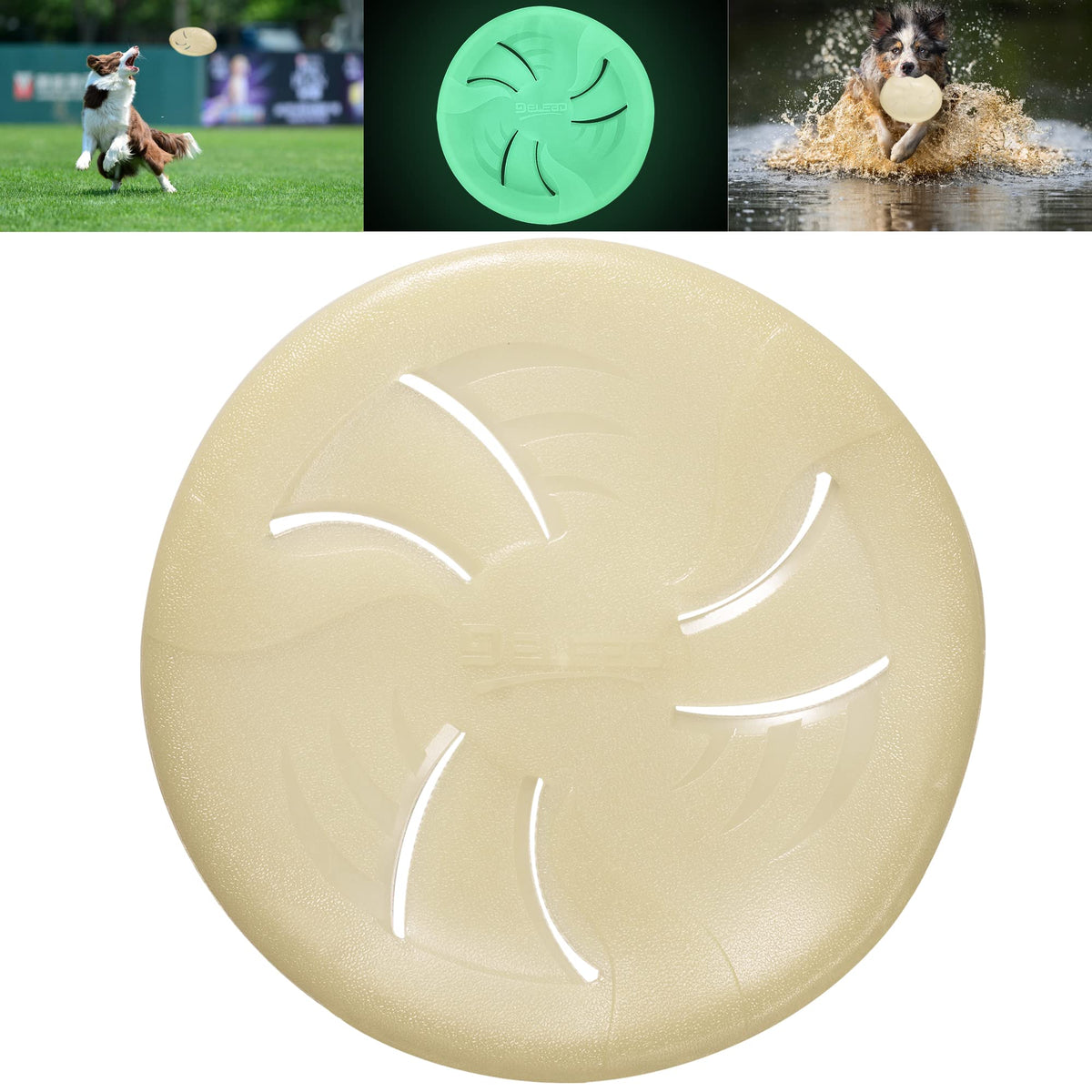 Disco luminoso HONGEZEY de 9 pulgadas para perros, ideal para juegos diurnos y nocturnos.