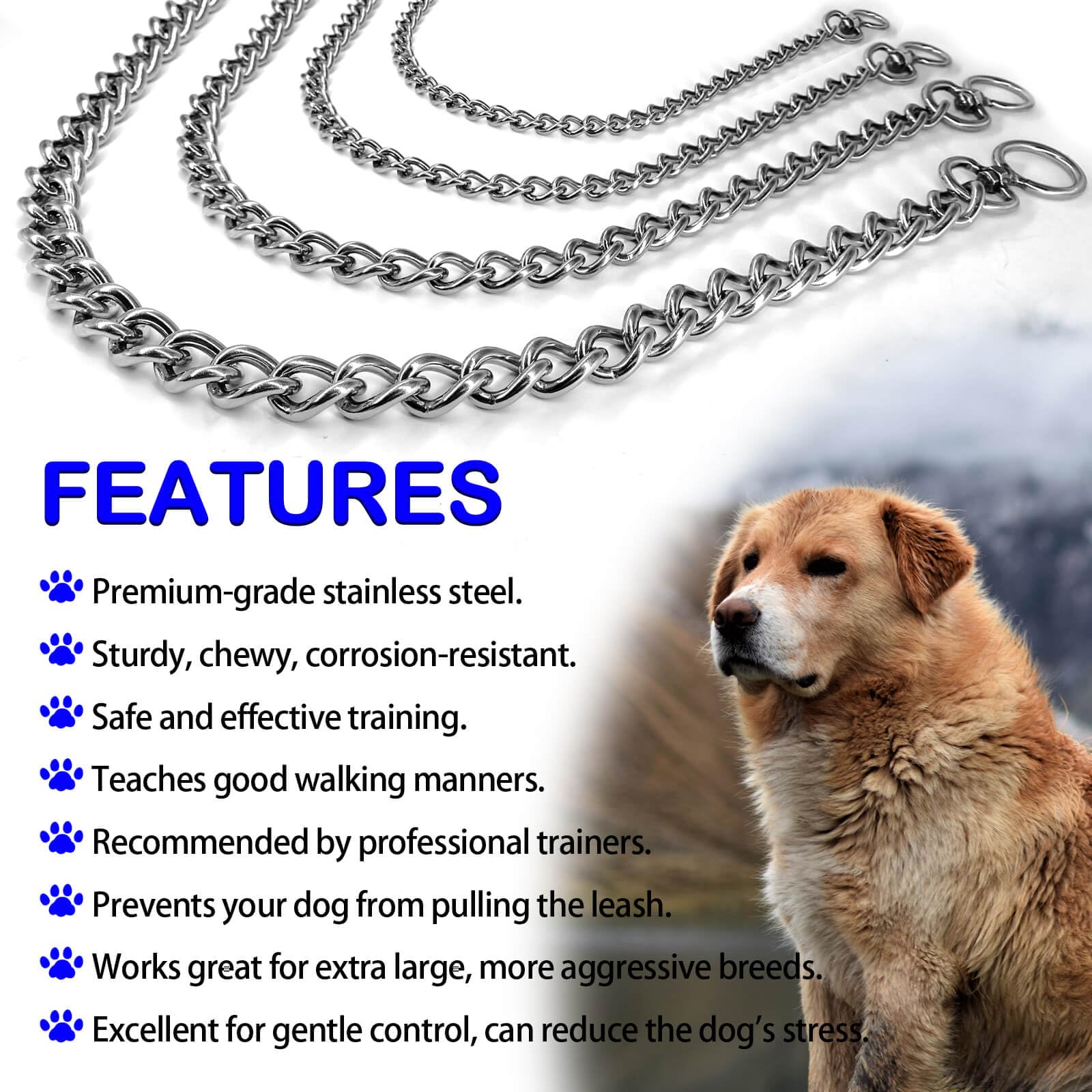 Cuatro tallas de collar HONGSAGE para perros pequeños a grandes.
