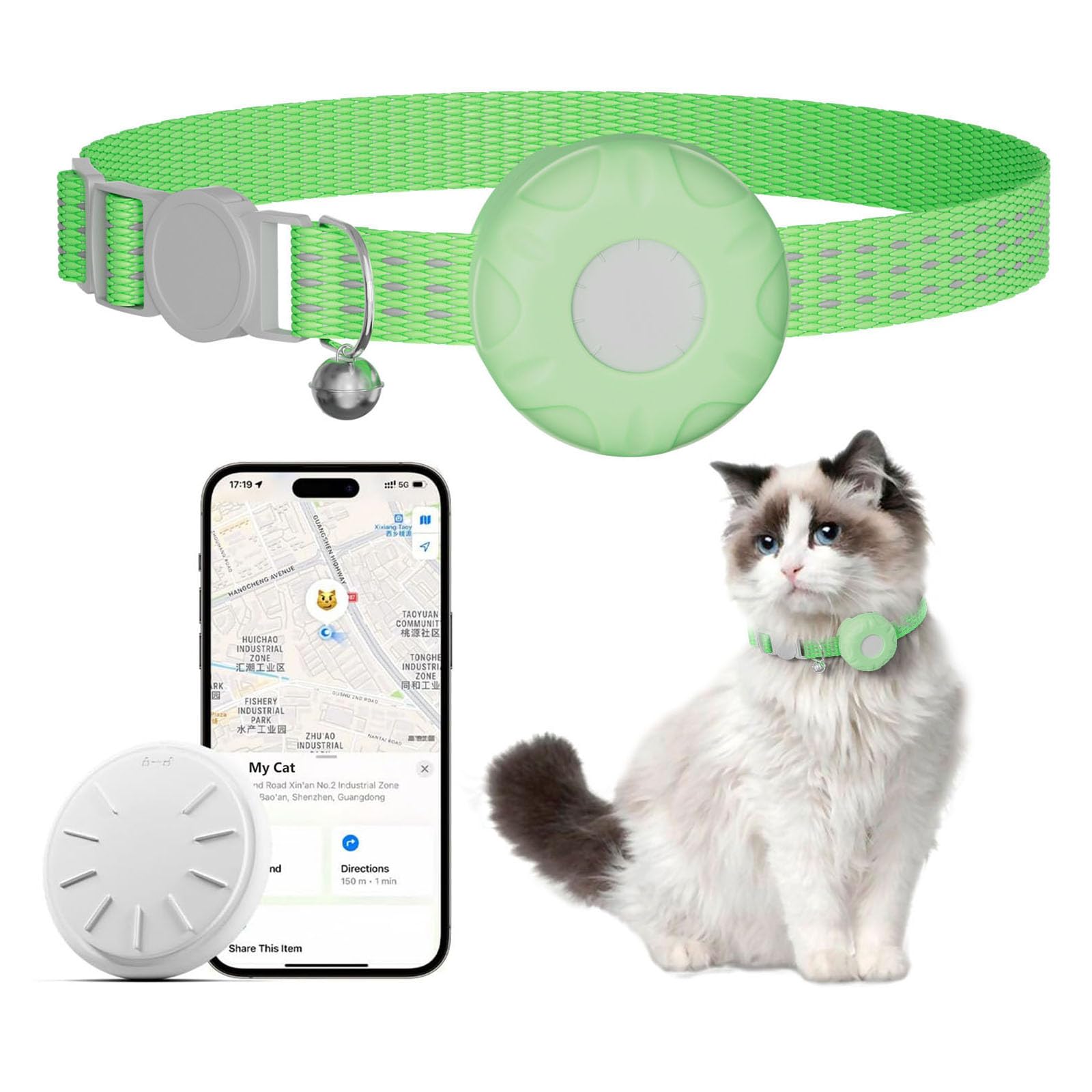 HONGTOP H Cat Tracker collar ligero para gatos, movilidad sin molestias.