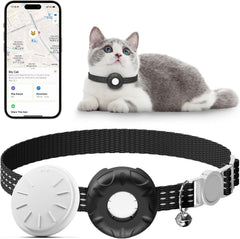 HongTop H Cat Tracker collar negro, ligero y cómodo para uso diario.