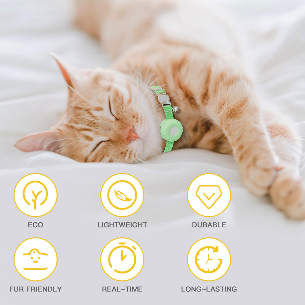 HONGTOP H Cat Tracker color verde claro para mayor visibilidad y estilo del gato.