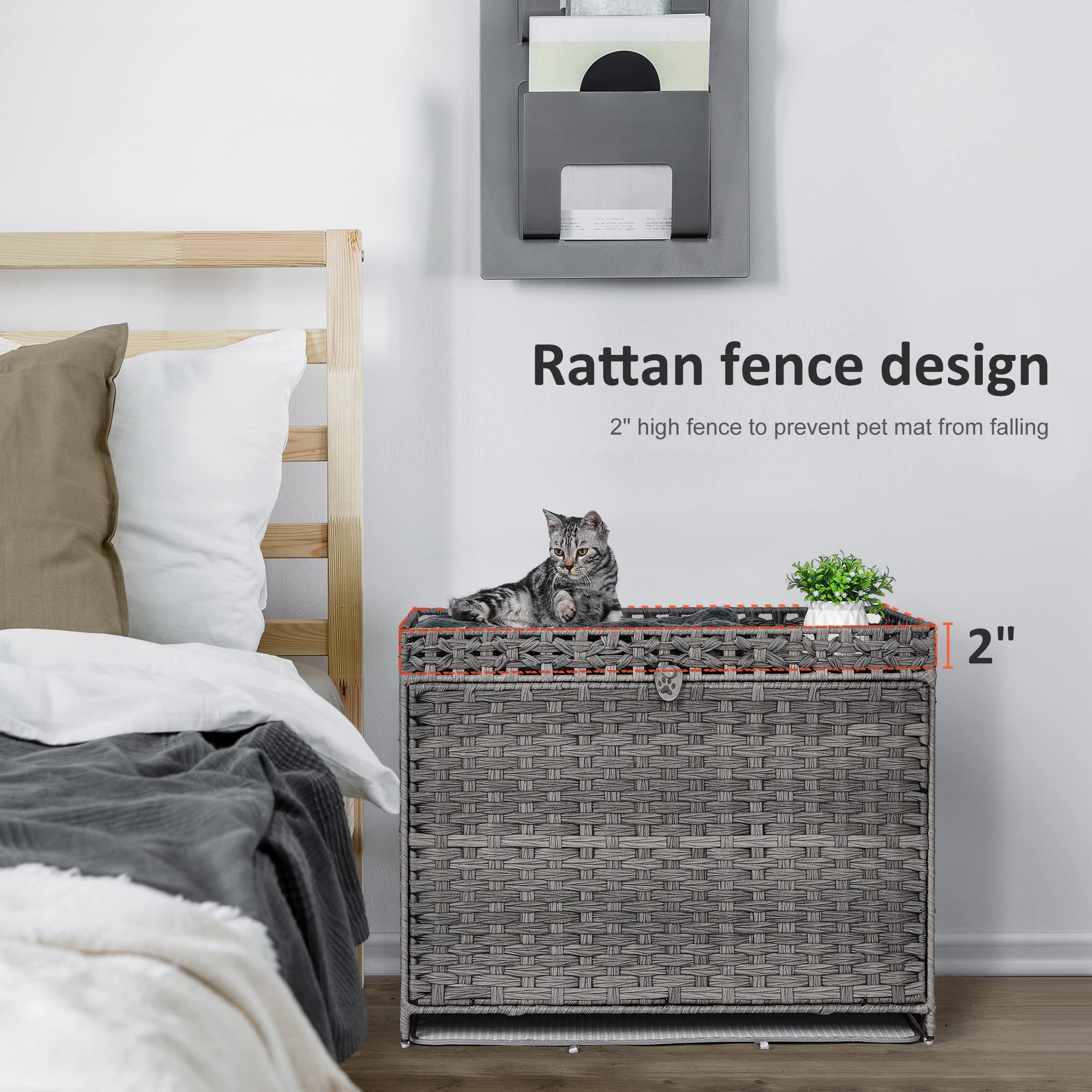 Honiakaka casa-gato-rattan-bohemio, estilo cálido para interior o balcón