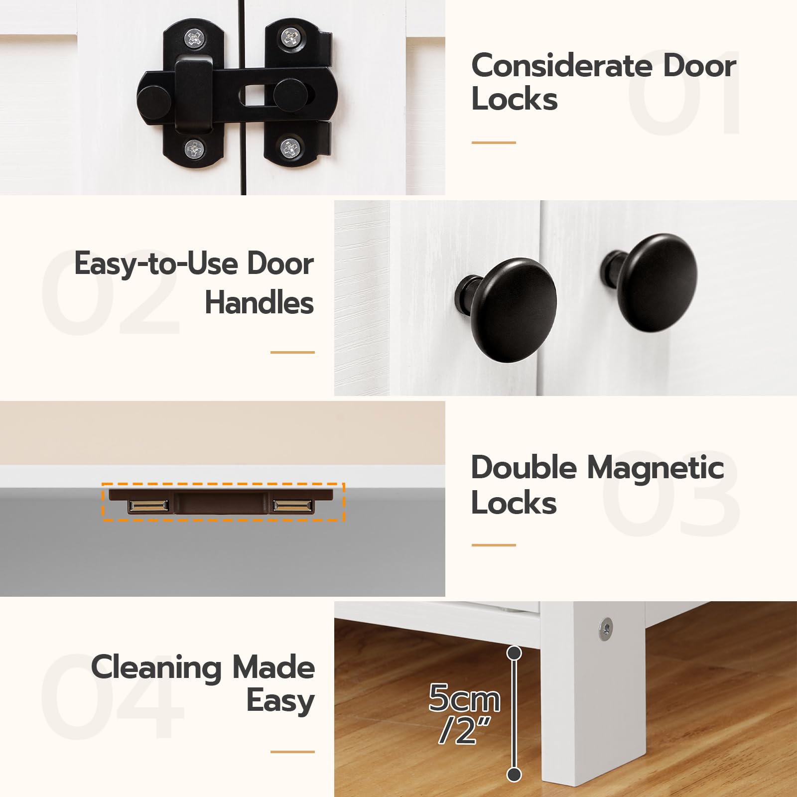 HOOBRO acceso-facil-limpieza: puertas accesibles para recoger y limpiar sin complicaciones