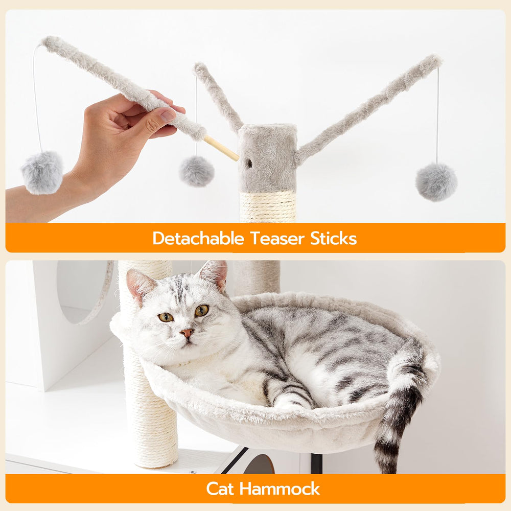 HOOBRO Arbol Gato con Palitos Interactivos Desmontables para entretenimiento.