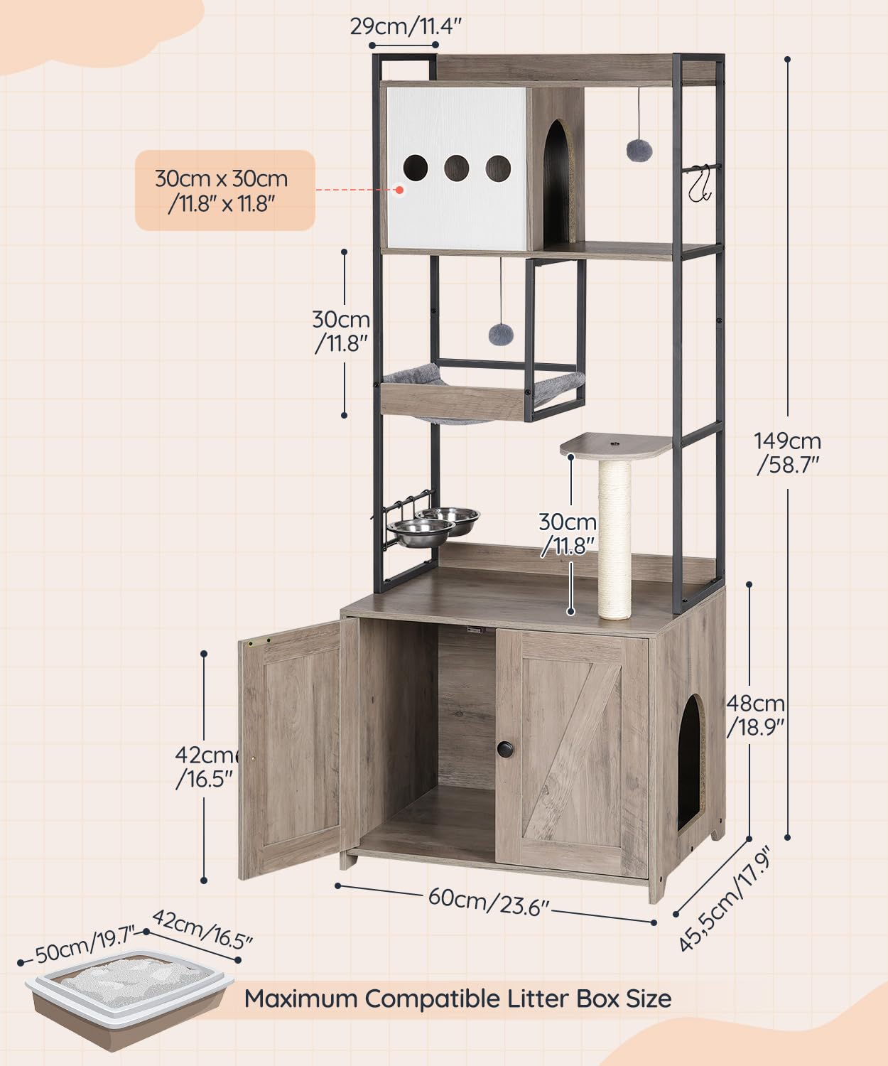 HOOBRO árbol para gatos: bolas colgantes, juego interactivo para estimular al gato.