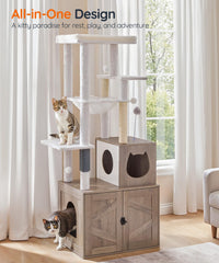 HOOBRO árbol para gatos con casa y acento de cabeza: nido cómodo para siestas