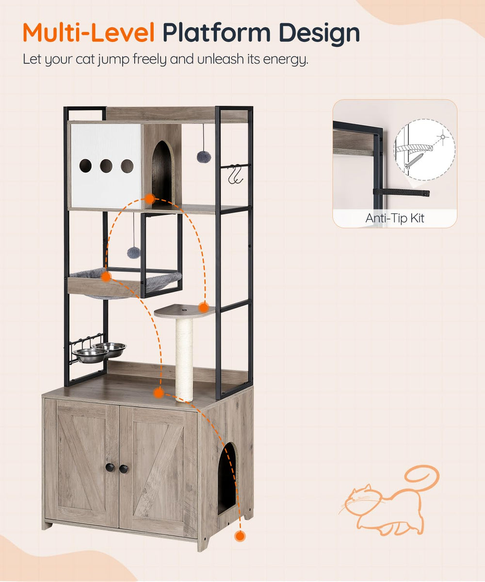 HOOBRO árbol para gatos: hamaca, rincón suave para relajarse.