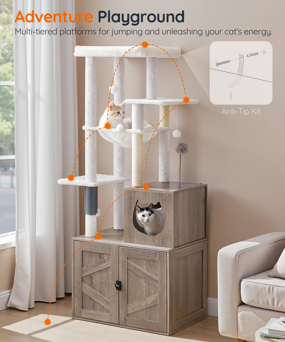 HOOBRO árbol para gatos con hamaca suave: descanso elevado y cómodo