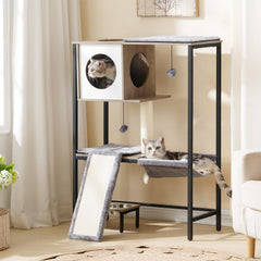 HOOBRO árbol para gatos con hamaca superior, descanso cómodo y seguro.
