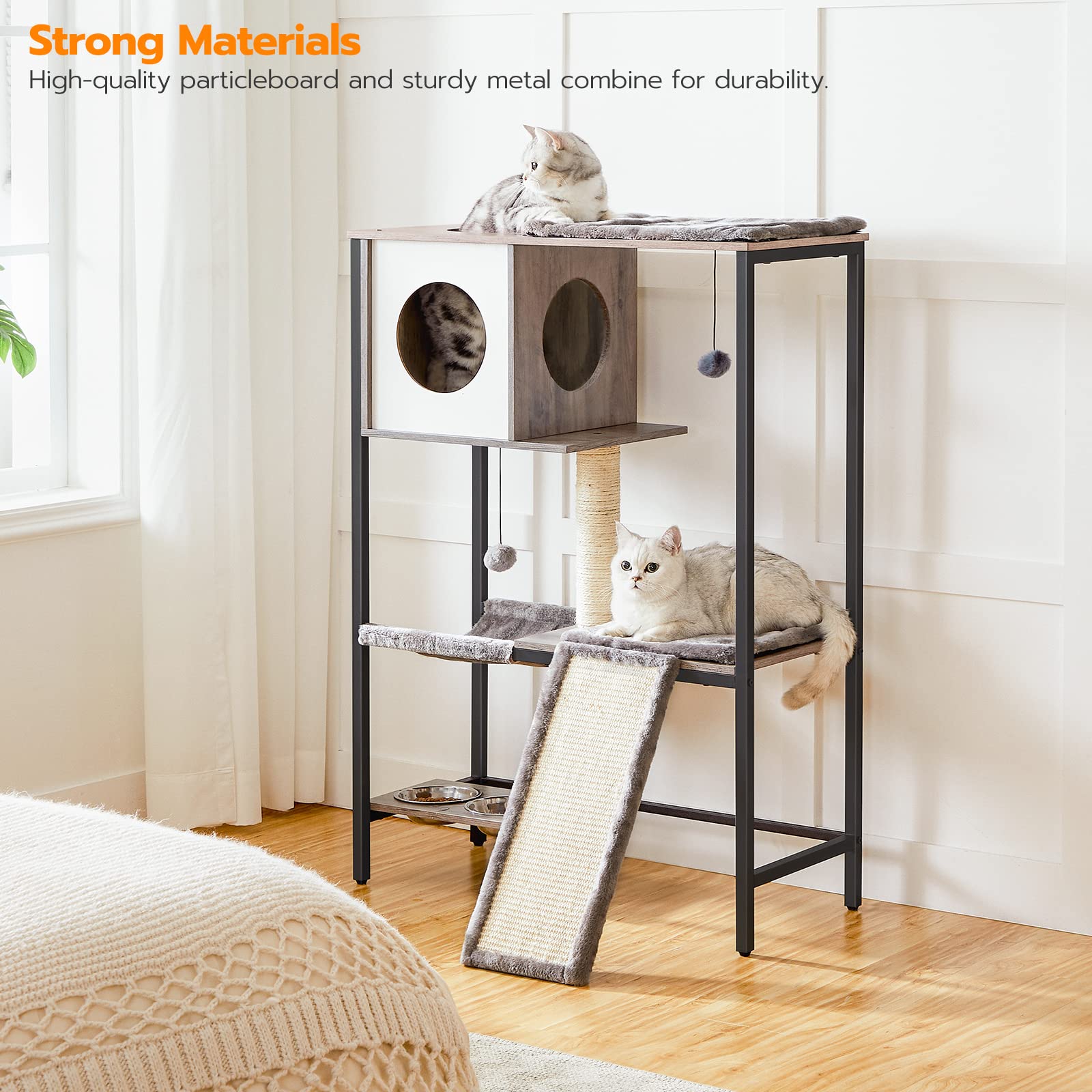 HOOBRO base de metal robusta que garantiza durabilidad en hogares con varios gatos.