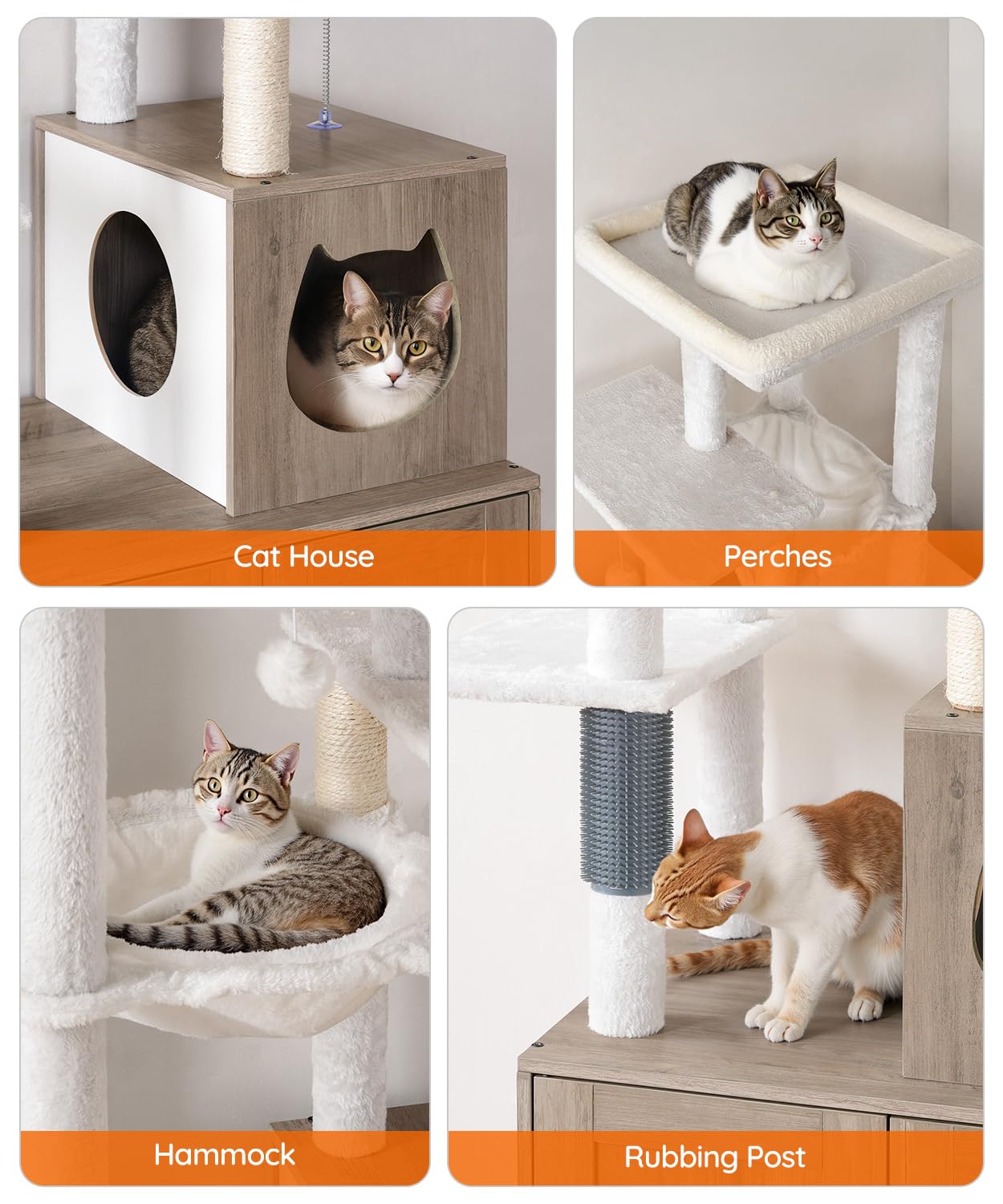 HOOBRO árbol para gatos con mecanismo de giro y bloqueo: montaje claro