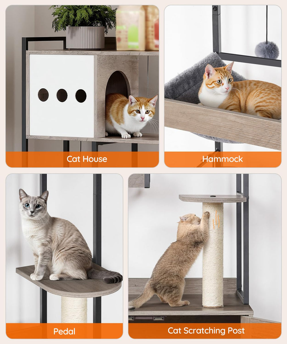 HOOBRO árbol para gatos: poste rascado, promueve actividad física y afila uñas.