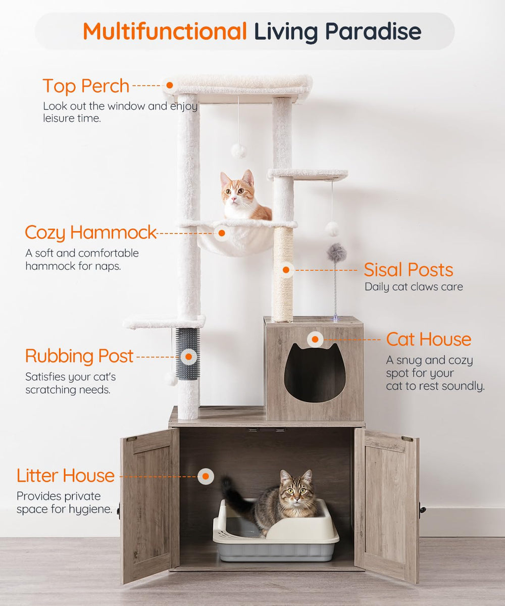 HOOBRO árbol para gatos con postes de sisal: rascar y cuidar las uñas