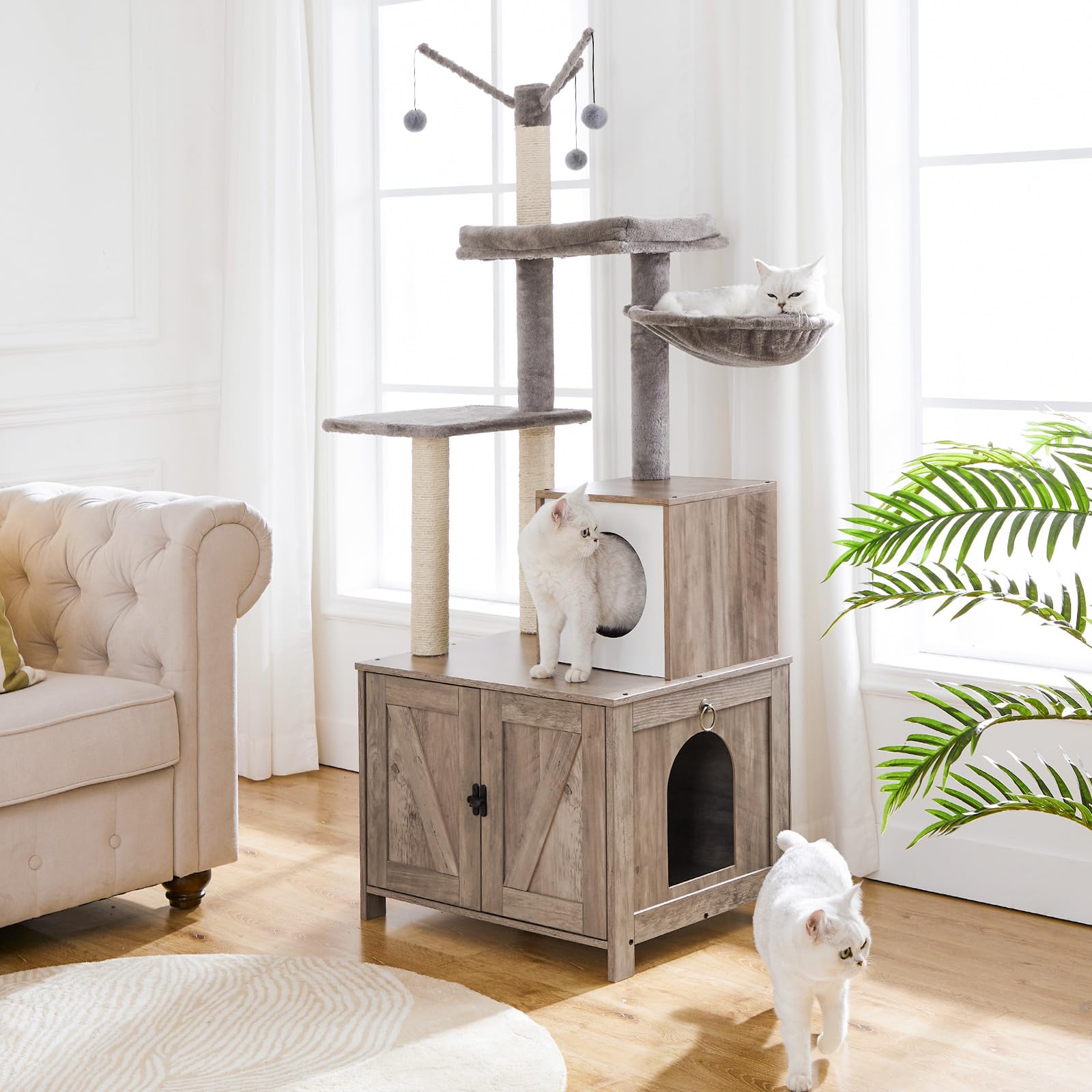 HOOBRO árbol para gatos con puerta de arco ajustable para mayor comodidad